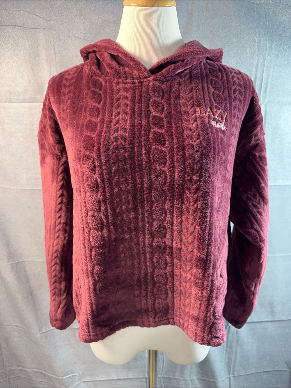 1612-Joyspun Lazy One Women's Plush Hooded Sweater - Maroon